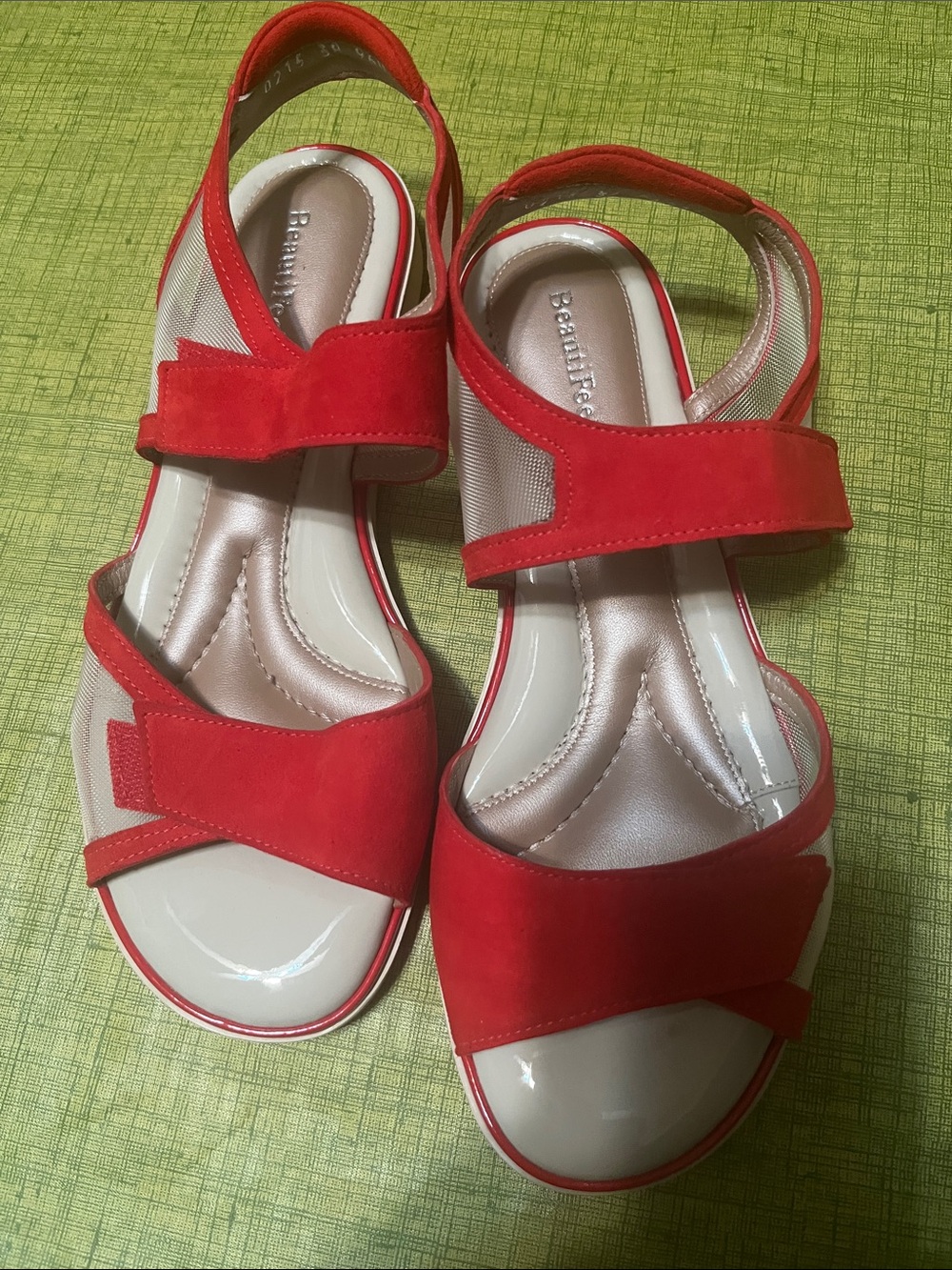 BeautiFeel Red Suede Strap Sandals for Women.